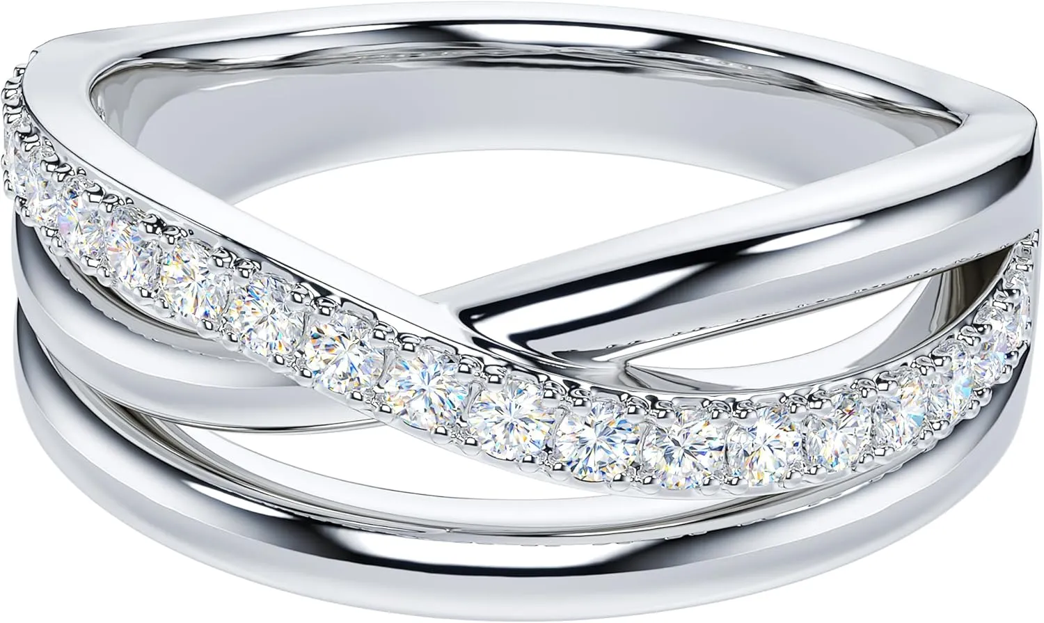 THELANDA Genuine Moissanite or Simulated Round Brilliant Cut Diamond Sterling Silver 7.5mm Crossover Infinity Wedding Ring For Couples