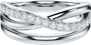 THELANDA Genuine Moissanite or Simulated Round Brilliant Cut Diamond Sterling Silver 7.5mm Crossover Infinity Wedding Ring For Couples