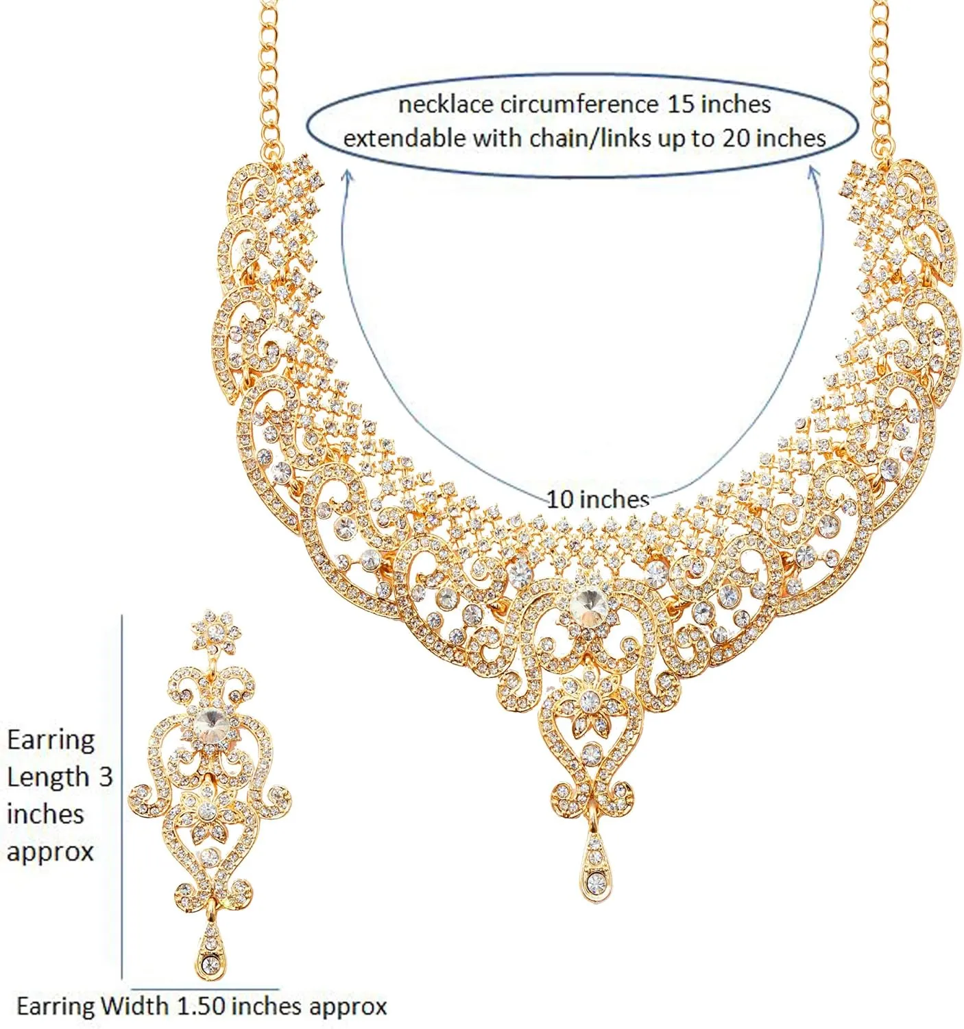 Touchstone Indian jewelry set for women bollywood gold jewellery wedding outfits necklace sets earrings bridal maang tikka fancy costume girls big desi accessories rhinestone in gold or silver tone