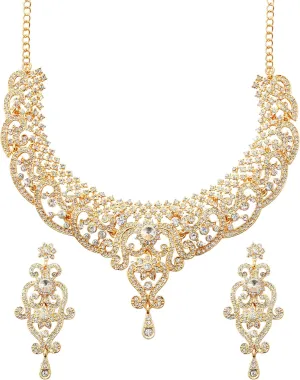 Touchstone Indian jewelry set for women bollywood gold jewellery wedding outfits necklace sets earrings bridal maang tikka fancy costume girls big desi accessories rhinestone in gold or silver tone