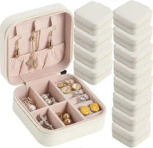 Travel Jewelry Case Bridesmaid Gifts Box,12 Pack Small Jewelry Box Mini Jewelry Organizer,PU Leather Portable Earring Storage Box for Women Girls Bridesmaid Proposal Gifts