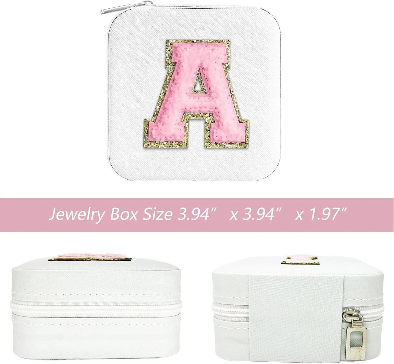 Travel Jewelry Case, Jewelry Organizer Box, Small Travel Jewelry Holder Personalized Birthday Gift Women Girls Teens White Earring Necklace Organizer Case with Mirror Initial H