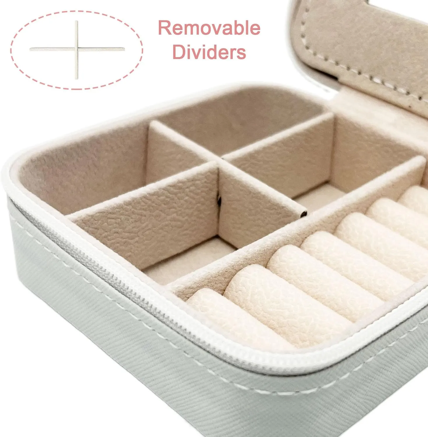 Travel Jewelry Case, Jewelry Organizer Box, Small Travel Jewelry Holder Personalized Birthday Gift Women Girls Teens White Earring Necklace Organizer Case with Mirror Initial H