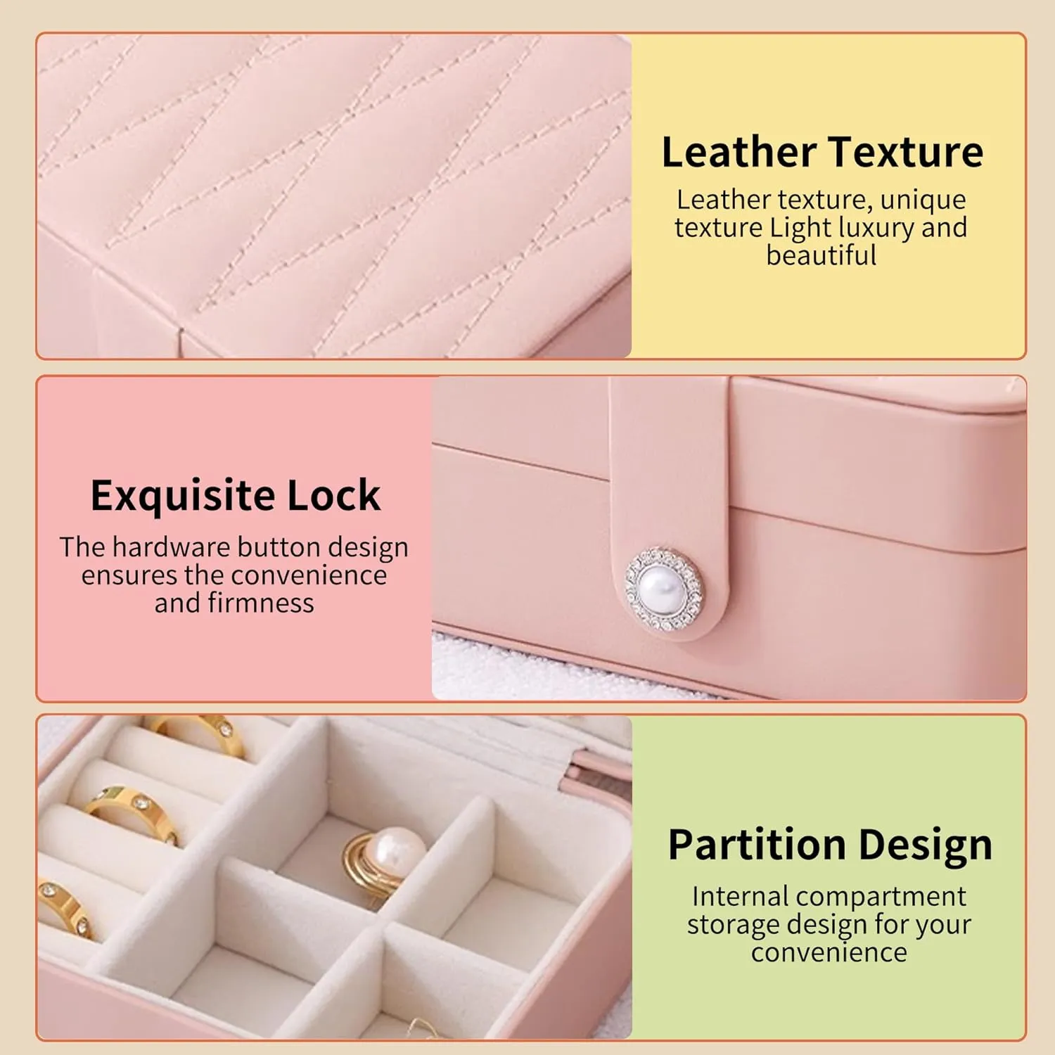 Travel Jewelry Case Small Jewelry Box Jewelry Organizer Storage Case Portable PU Leather Mini Jewelry Travel Case for Girls Womens Earring, Necklace, Rings,Bracelets (Black)