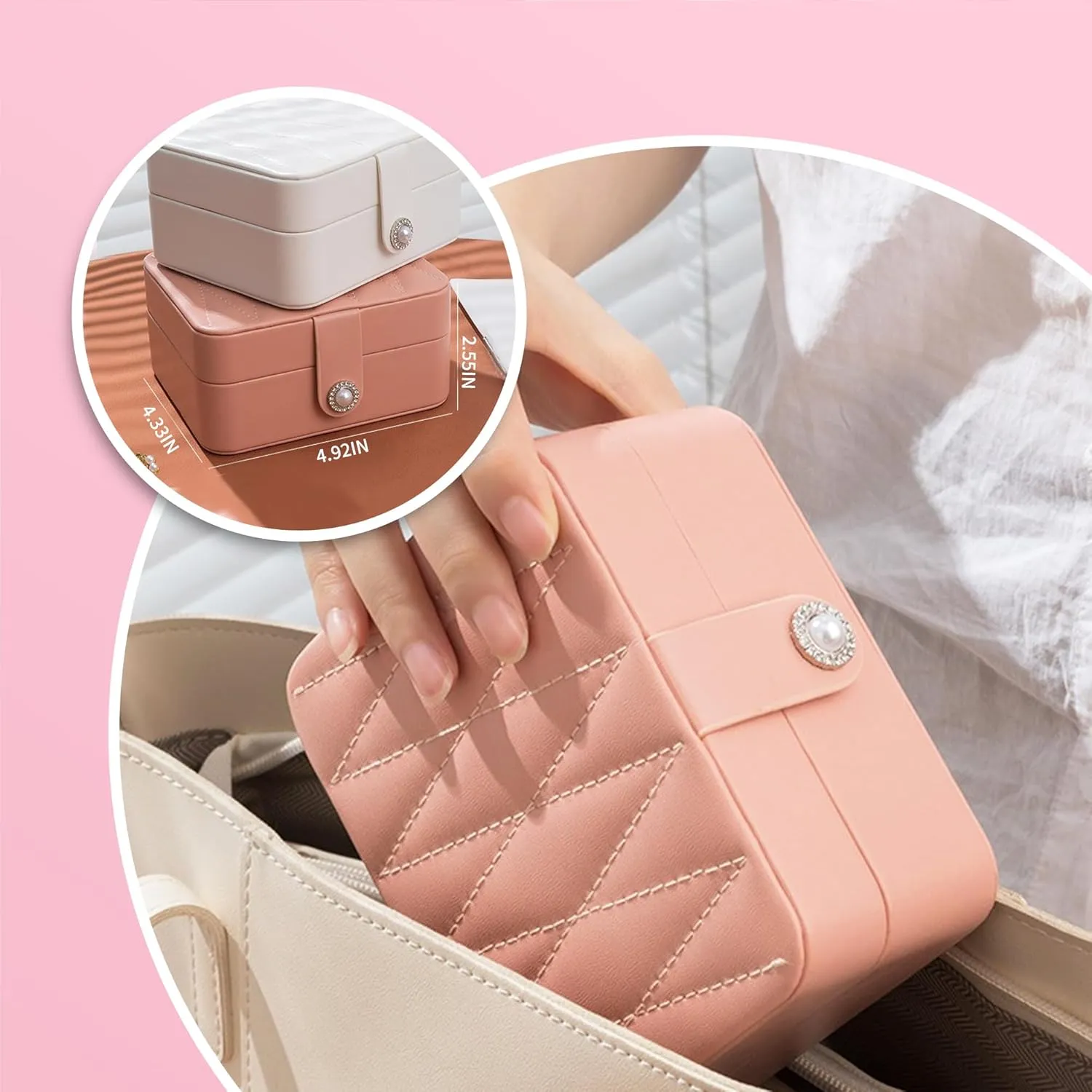 Travel Jewelry Case Small Jewelry Box Jewelry Organizer Storage Case Portable PU Leather Mini Jewelry Travel Case for Girls Womens Earring, Necklace, Rings,Bracelets (Black)