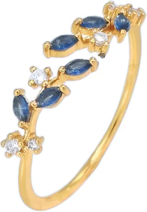 Trendy Open Leaf Ring for Women, Branch Leaves Band Stacking Finger Ring, 14K Gold Cubic Zirconia Plated Open Ring