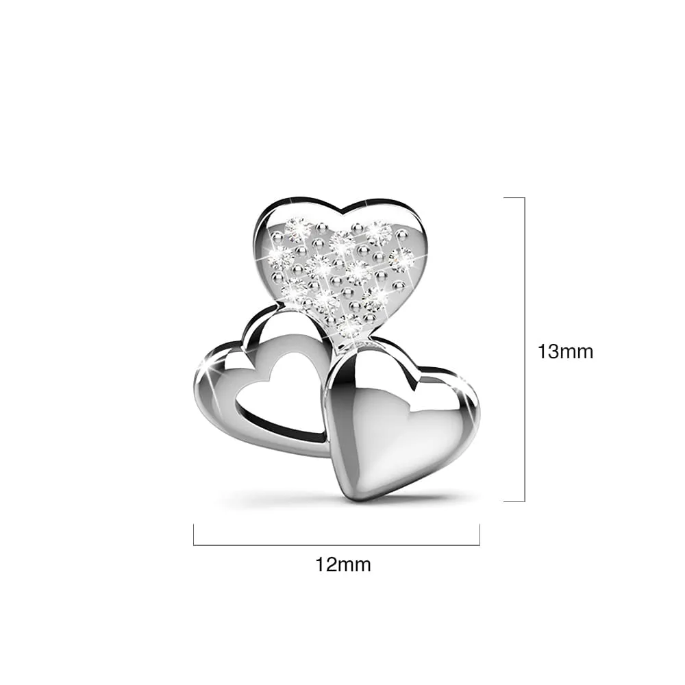 Trio Heart Stud Earrings Embellished With SWAROVSKI Crystals
