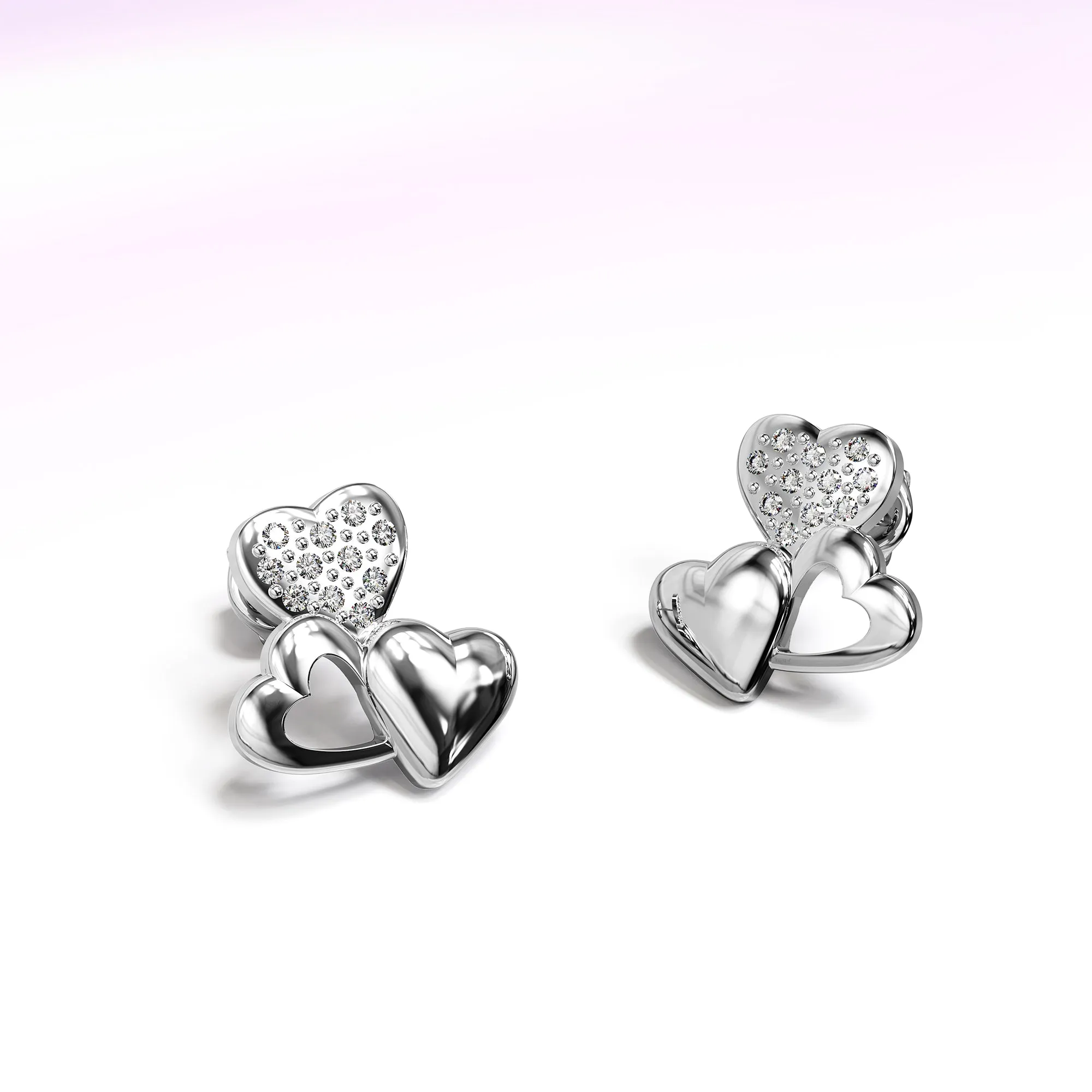 Trio Heart Stud Earrings Embellished With SWAROVSKI Crystals