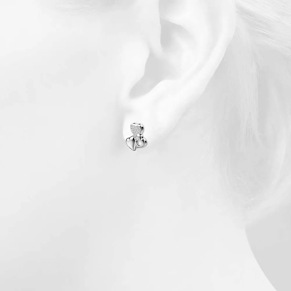 Trio Heart Stud Earrings Embellished With SWAROVSKI Crystals