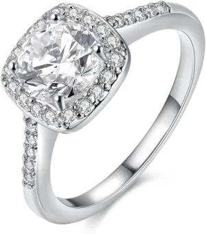 Uloveido Women's CZ Crystal Square Engagement Rings Best Promise Rings Wedding Bands for Women KR002