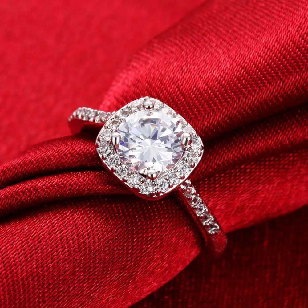 Uloveido Women's CZ Crystal Square Engagement Rings Best Promise Rings Wedding Bands for Women KR002