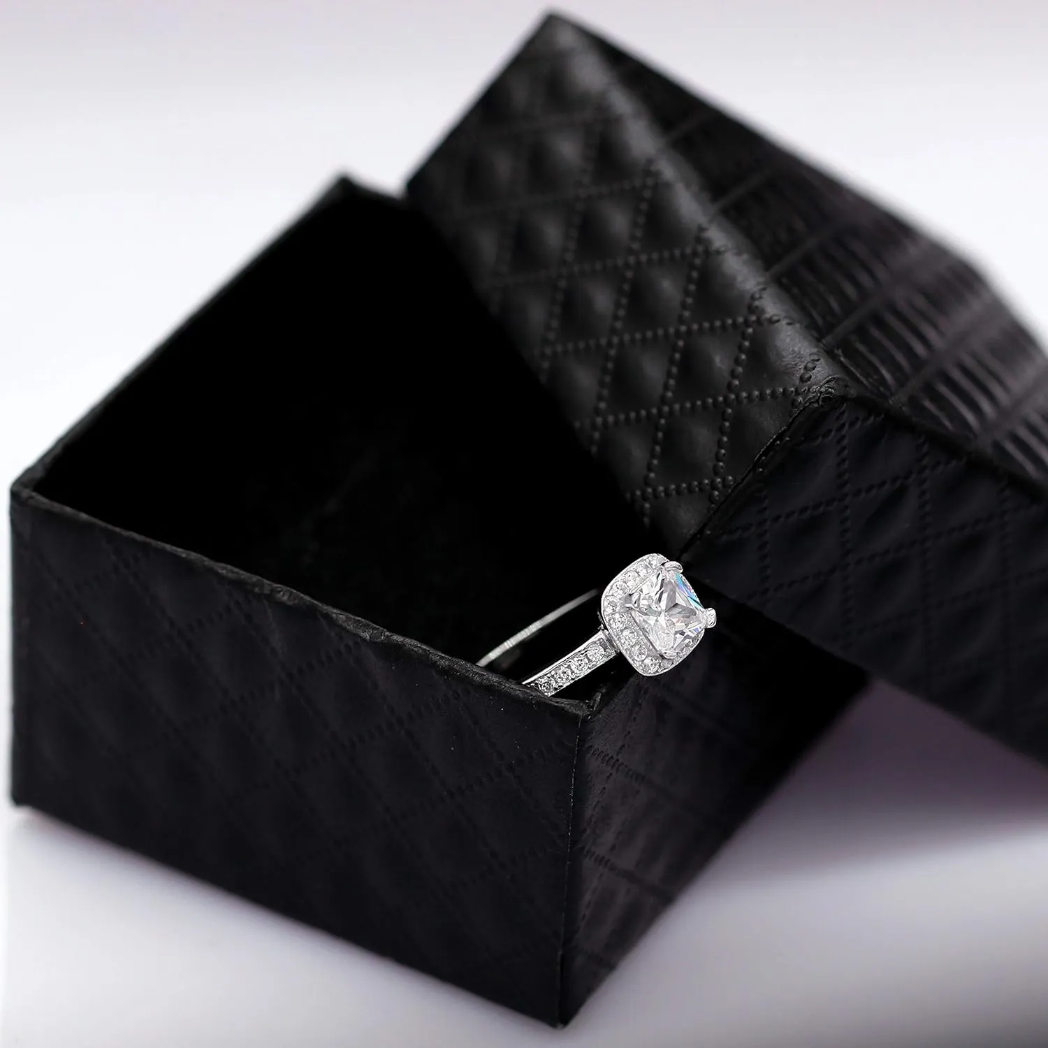 Uloveido Women's CZ Crystal Square Engagement Rings Best Promise Rings Wedding Bands for Women KR002