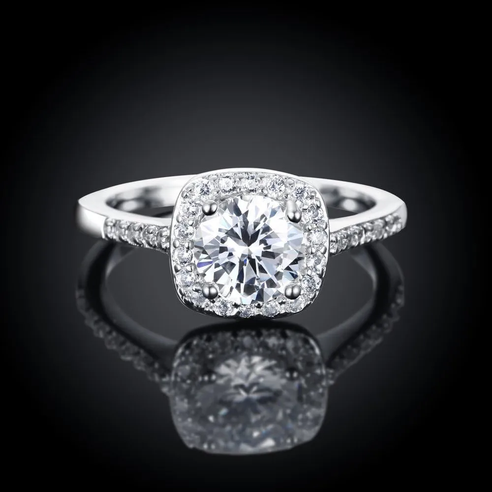 Uloveido Women's CZ Crystal Square Engagement Rings Best Promise Rings Wedding Bands for Women KR002