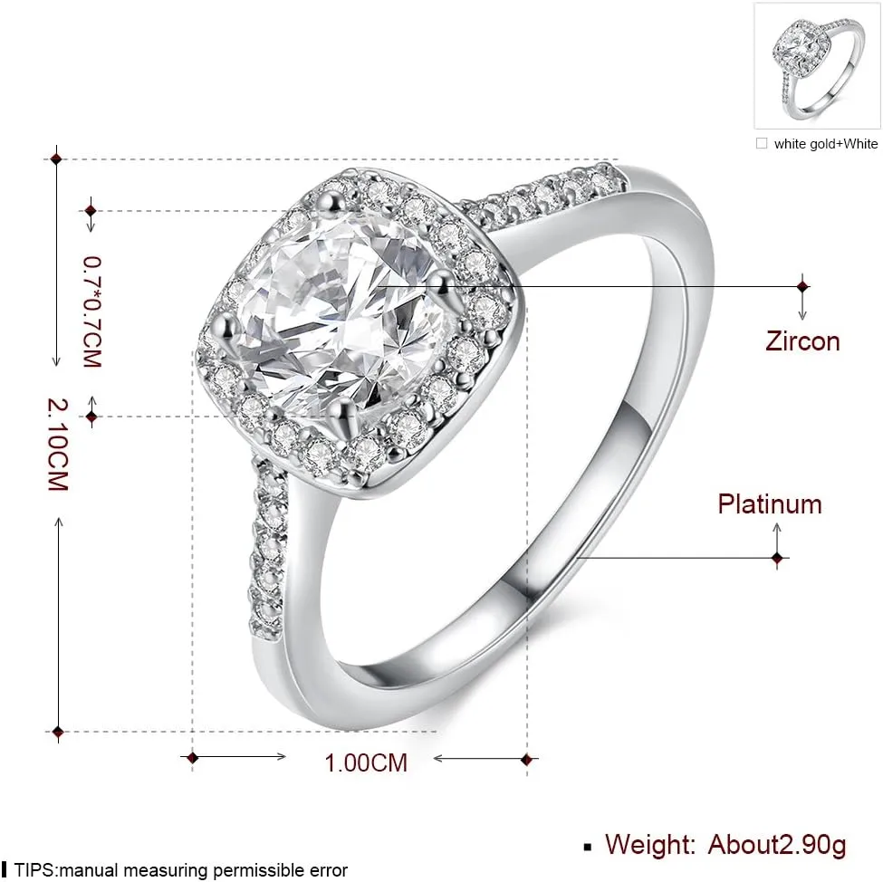 Uloveido Women's CZ Crystal Square Engagement Rings Best Promise Rings Wedding Bands for Women KR002