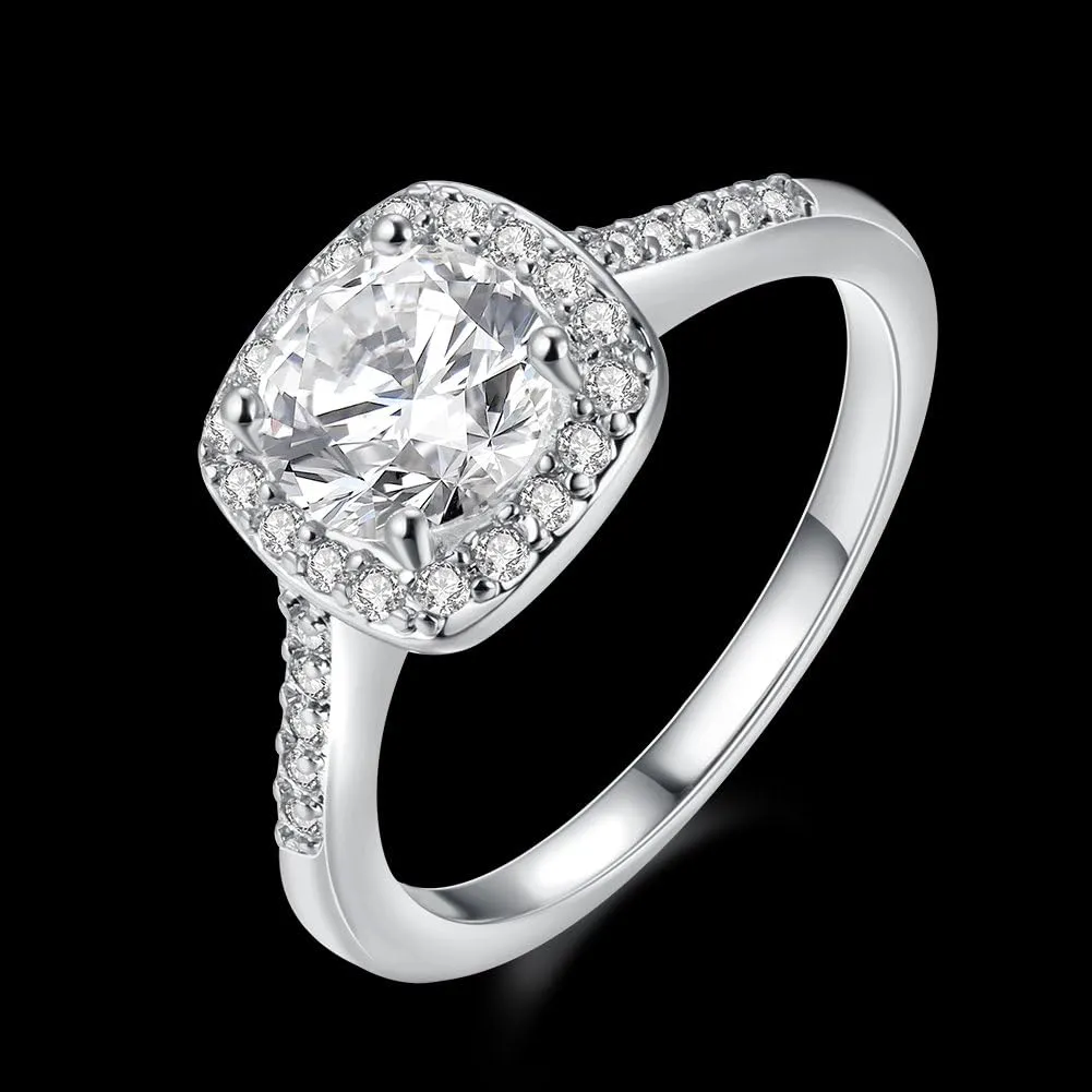 Uloveido Women's CZ Crystal Square Engagement Rings Best Promise Rings Wedding Bands for Women KR002