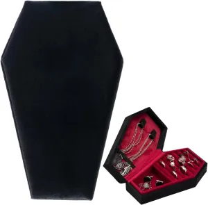 Velvet Coffin Jewelry Travel Case Holder for Gothic Wedding Ceremony,Gothic Jewelry Organizer Decoration (Black and Red)