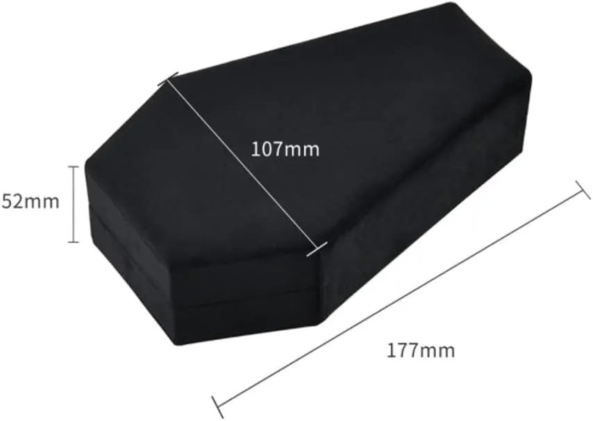 Velvet Coffin Jewelry Travel Case Holder for Gothic Wedding Ceremony,Gothic Jewelry Organizer Decoration (Black and Red)