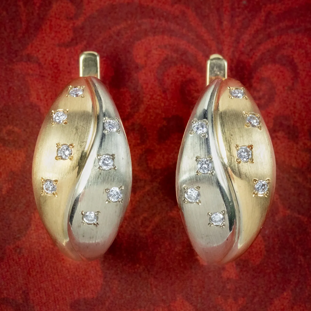 Vintage Diamond Earrings Two Tone 18ct Gold