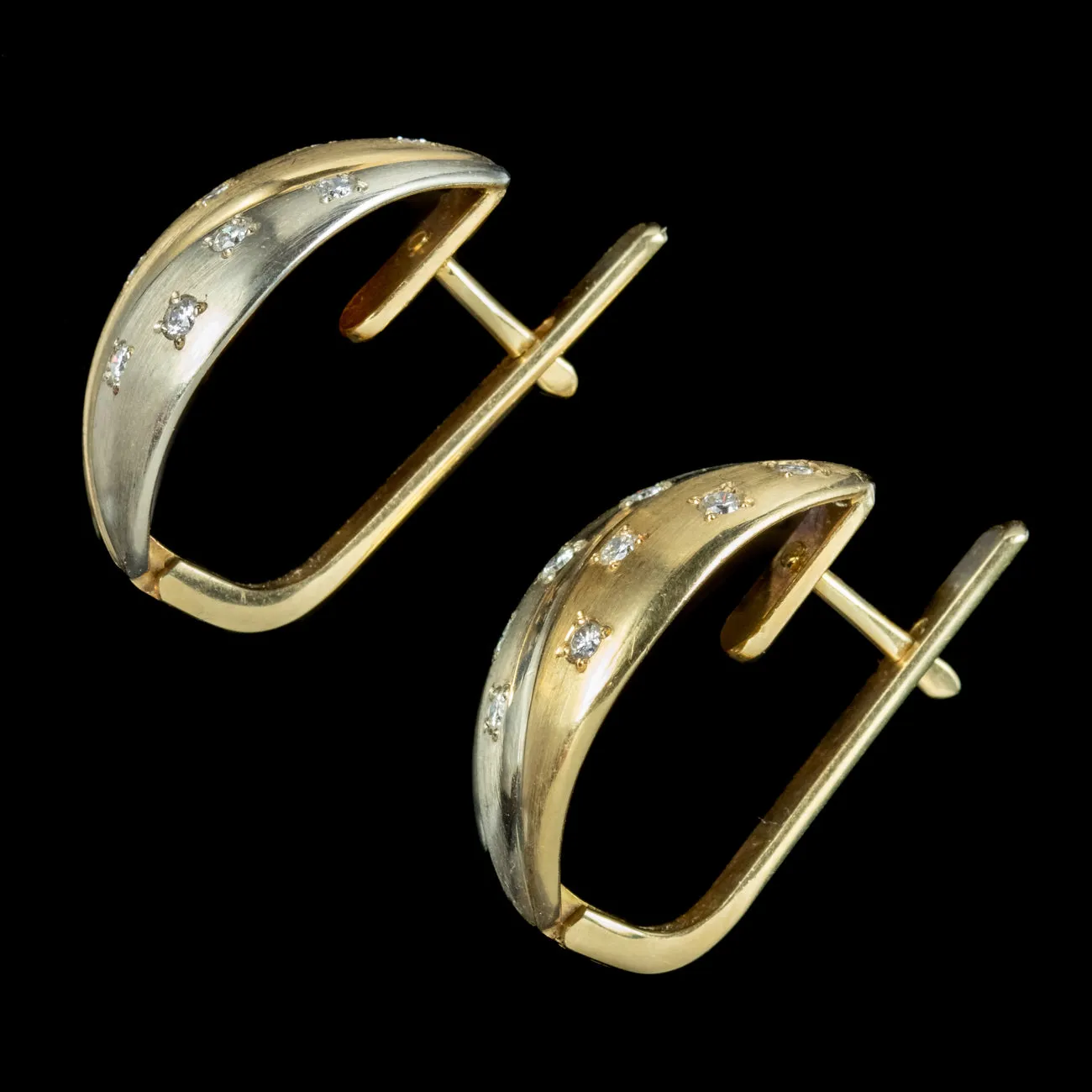 Vintage Diamond Earrings Two Tone 18ct Gold