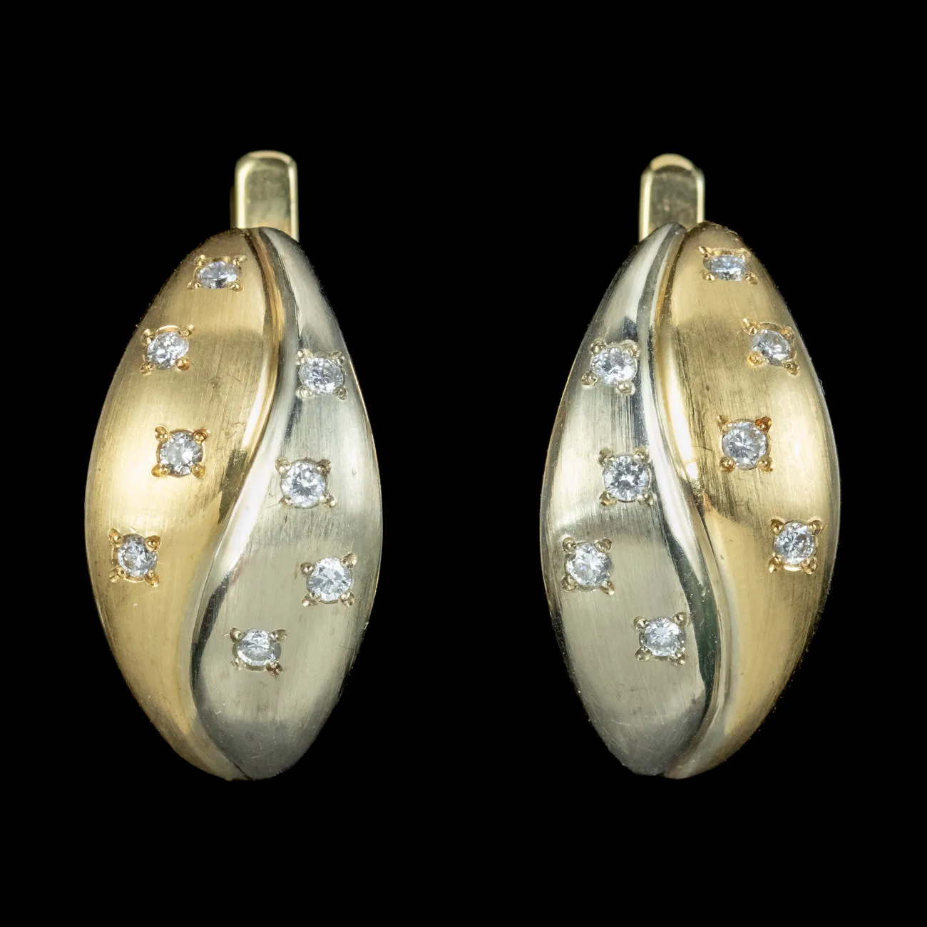 Vintage Diamond Earrings Two Tone 18ct Gold