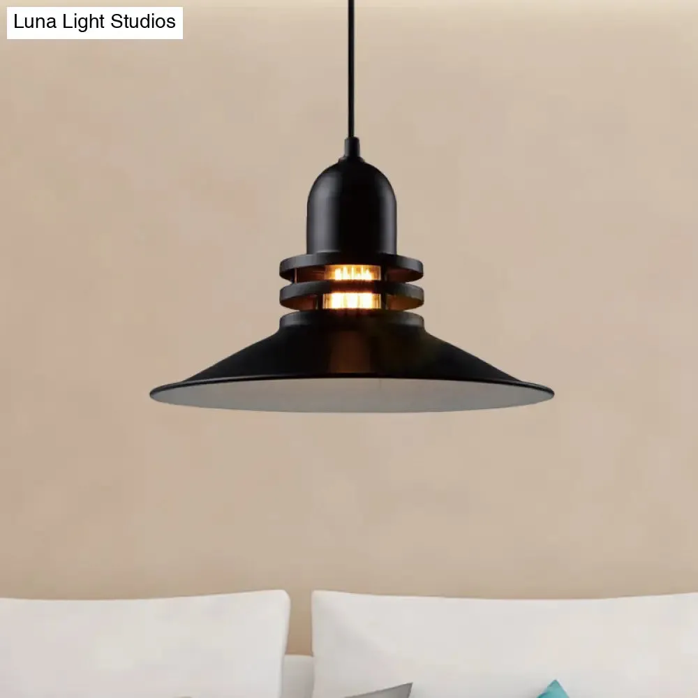 Vintage Flare Iron Hanging Ceiling Lamp for Restaurants - Black