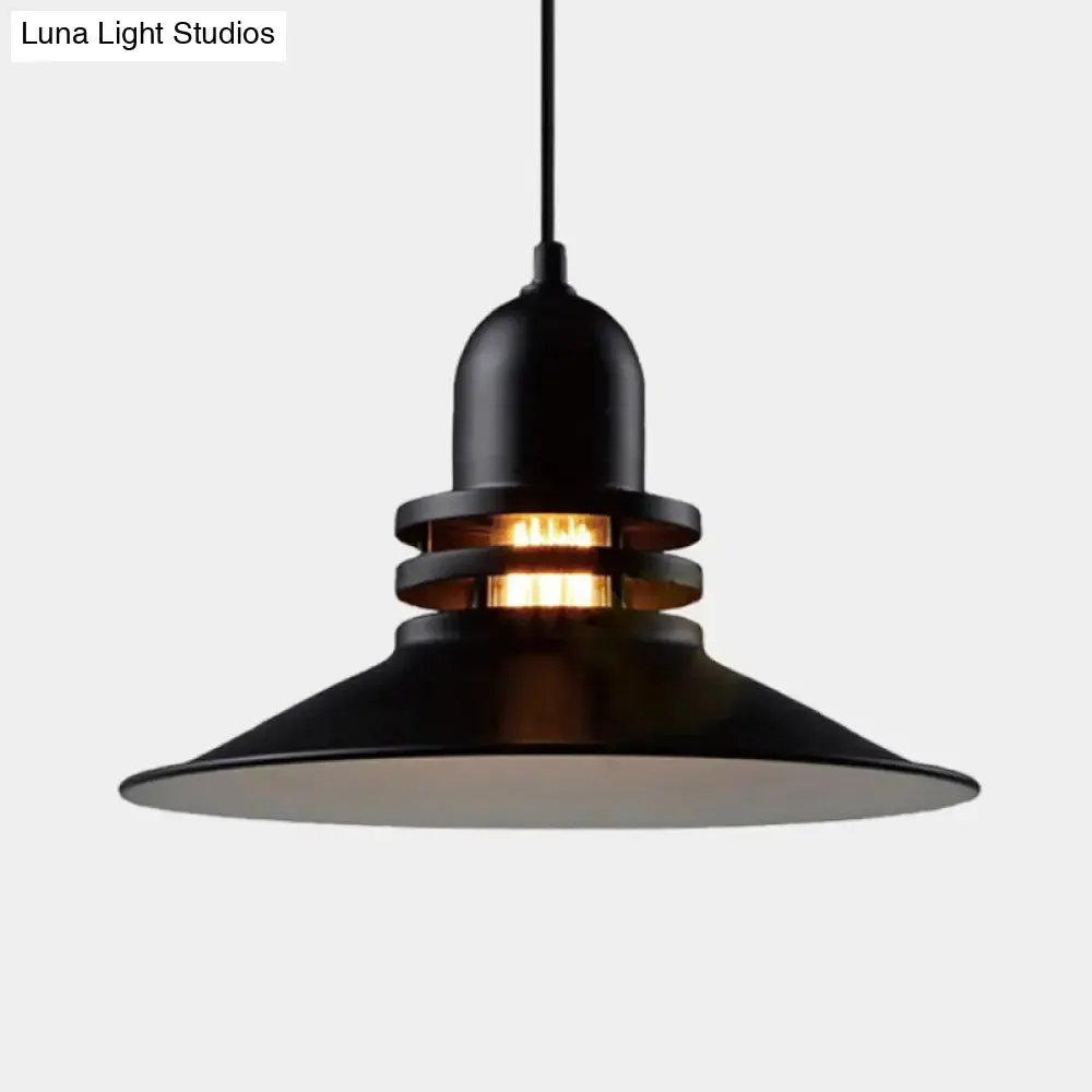 Vintage Flare Iron Hanging Ceiling Lamp for Restaurants - Black