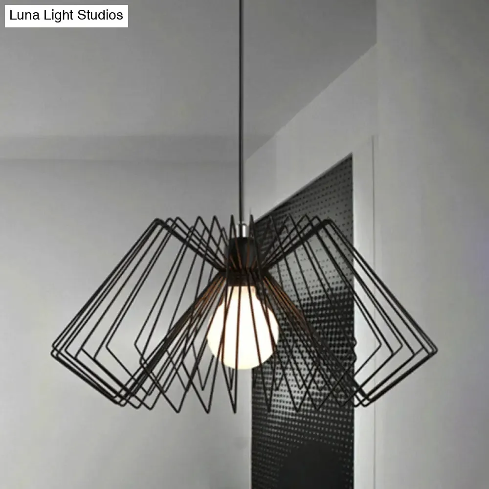 Vintage Metal Spider Web Hanging Lamp - 1-Light Pendant Fixture for Cafes