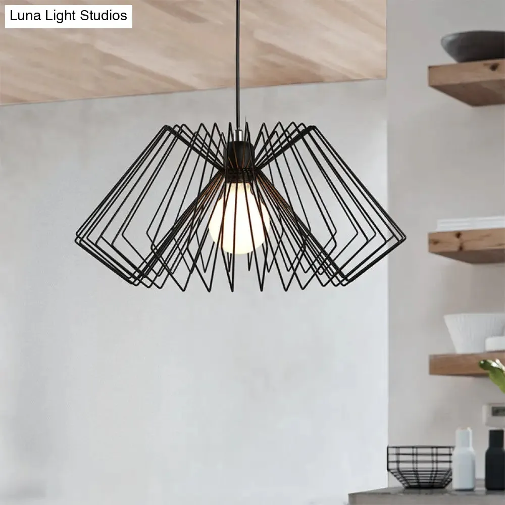 Vintage Metal Spider Web Hanging Lamp - 1-Light Pendant Fixture for Cafes