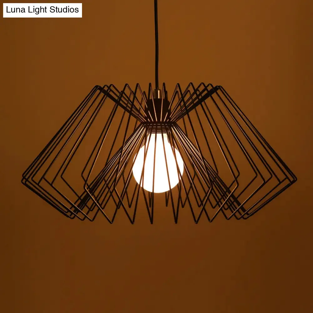 Vintage Metal Spider Web Hanging Lamp - 1-Light Pendant Fixture for Cafes