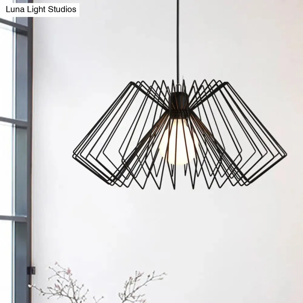 Vintage Metal Spider Web Hanging Lamp - 1-Light Pendant Fixture for Cafes
