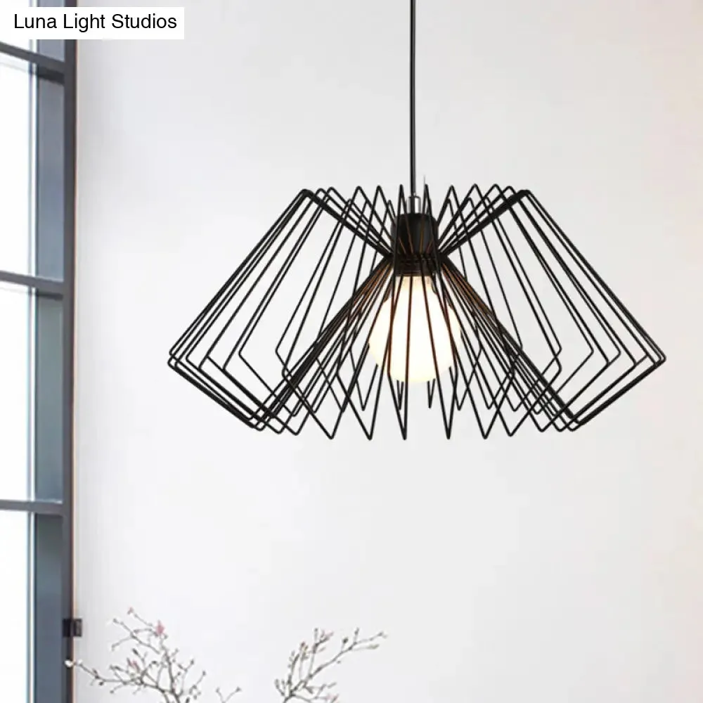 Vintage Metal Spider Web Hanging Lamp - 1-Light Pendant Fixture for Cafes