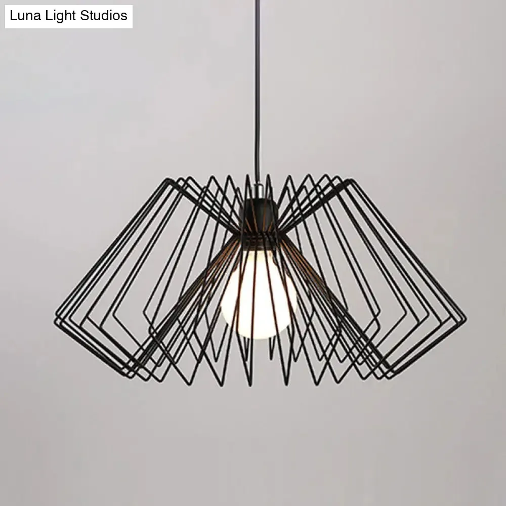 Vintage Metal Spider Web Hanging Lamp - 1-Light Pendant Fixture for Cafes