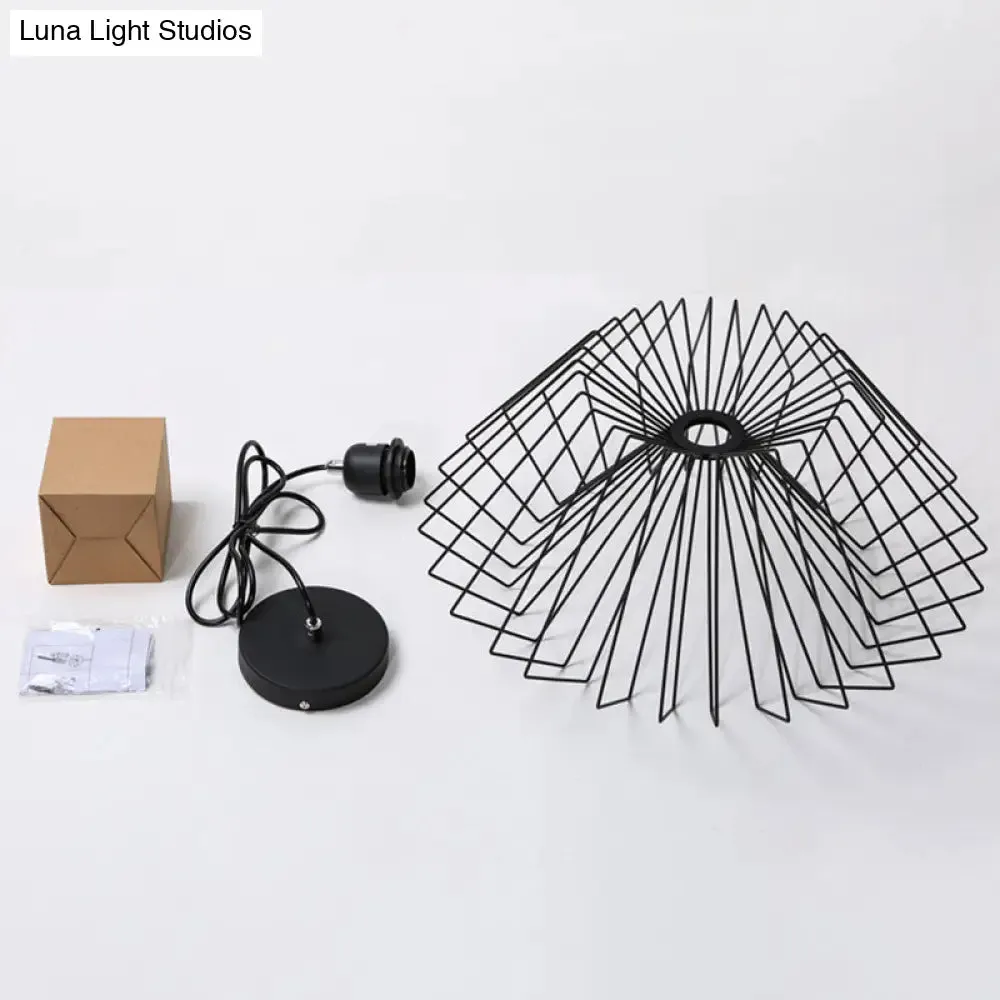 Vintage Metal Spider Web Hanging Lamp - 1-Light Pendant Fixture for Cafes