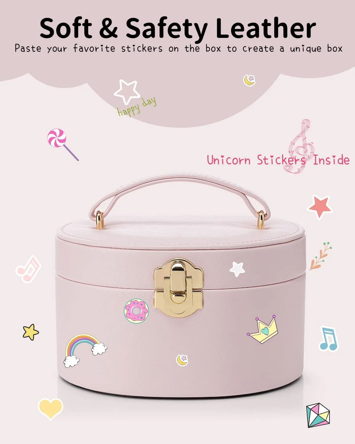 Vlando Jewelry Box for Kids,Small Jewelry Musical Boxes Organzier for Girls,Half Musical Jewelry Case,Ballerina for Birthday Bedroom Decor