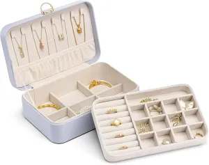 Vlando Travel Jewelry Box,2-Layer Jewelry Holder Organizer,Lockable Jewelry Box Small,Portable,Necklace Earrings Rings,Wedding Birthday Graduation for Girls WomenGifts (Purple)
