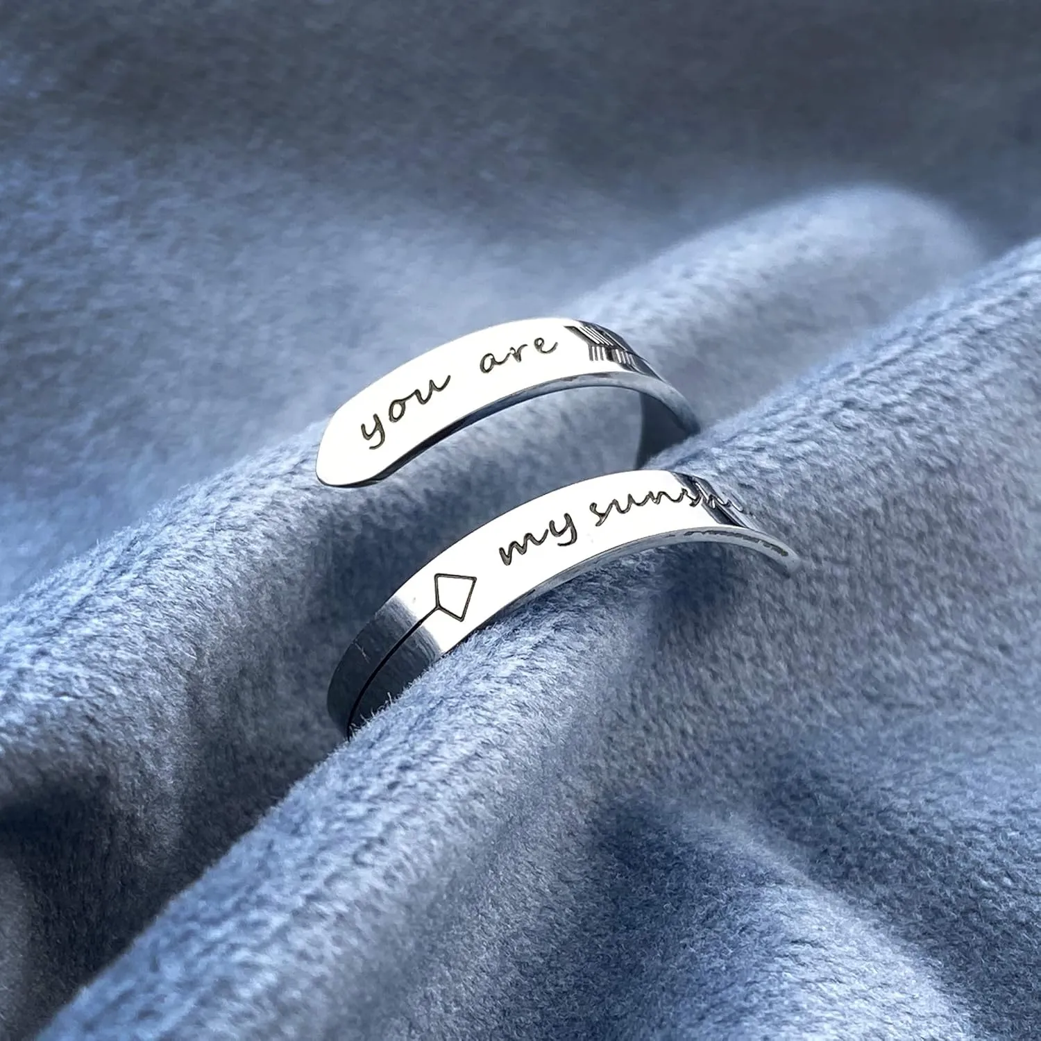 Vrycot Adjustable silvery Inspirational Stainless Steel Adjustable Bands Cool Stacking Opening Gift for Women Statement