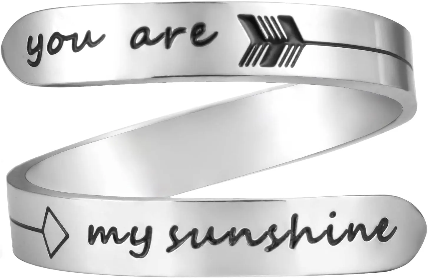 Vrycot Adjustable silvery Inspirational Stainless Steel Adjustable Bands Cool Stacking Opening Gift for Women Statement