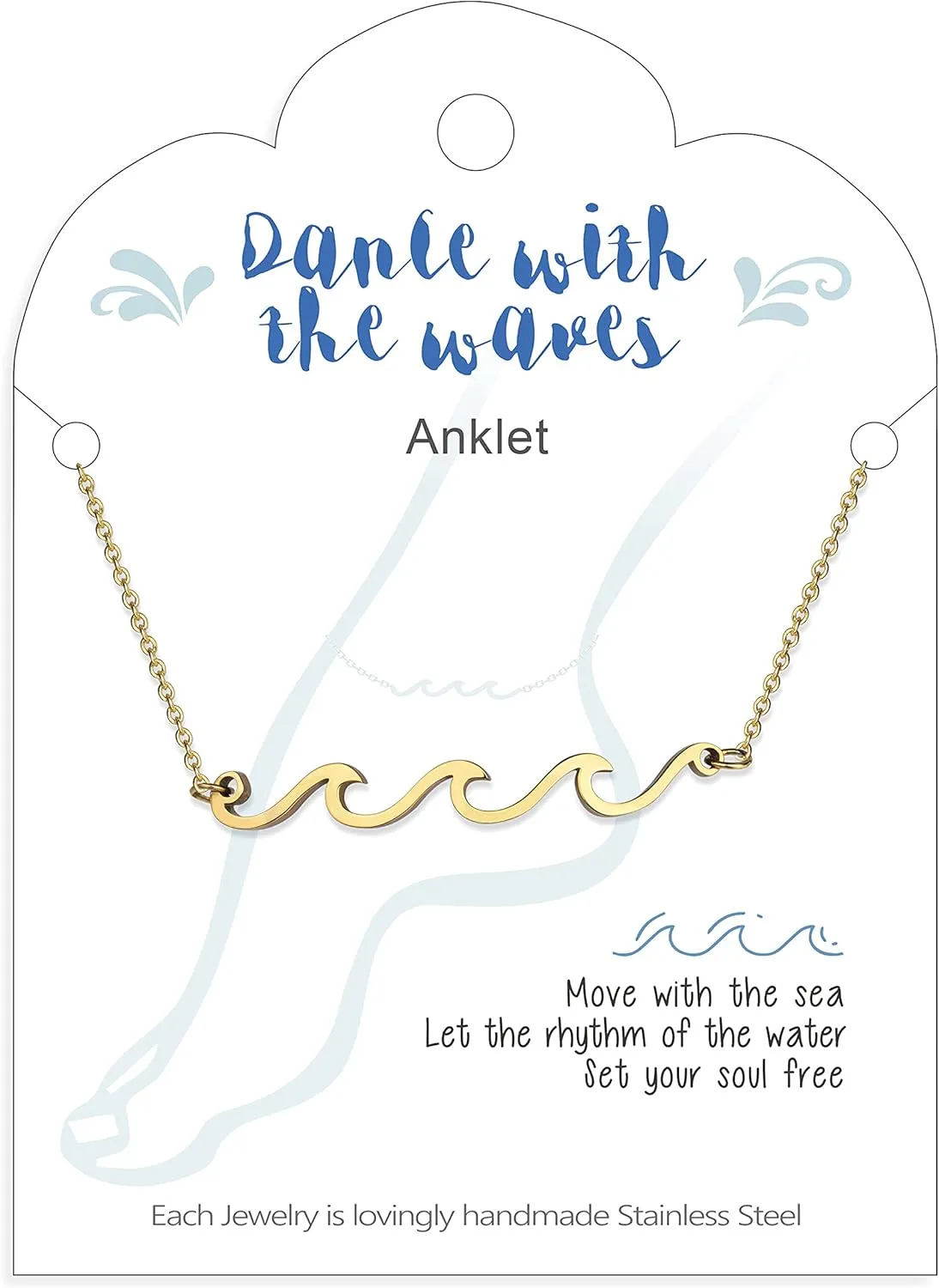 Wave Anklet for Women Gold Silver Plated Beach Ankle Bracelets Ocean Wave Boho Anklets Adjustable Summer Foot Jewelry for Women Birthday Gifts