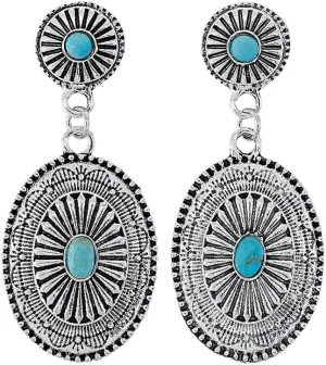 western earrings for women, country concert earrings, Western Jewelry Vintage Silver Dangle Earrings, Boho Turquoise Earrings, cowgirl jewelry for women