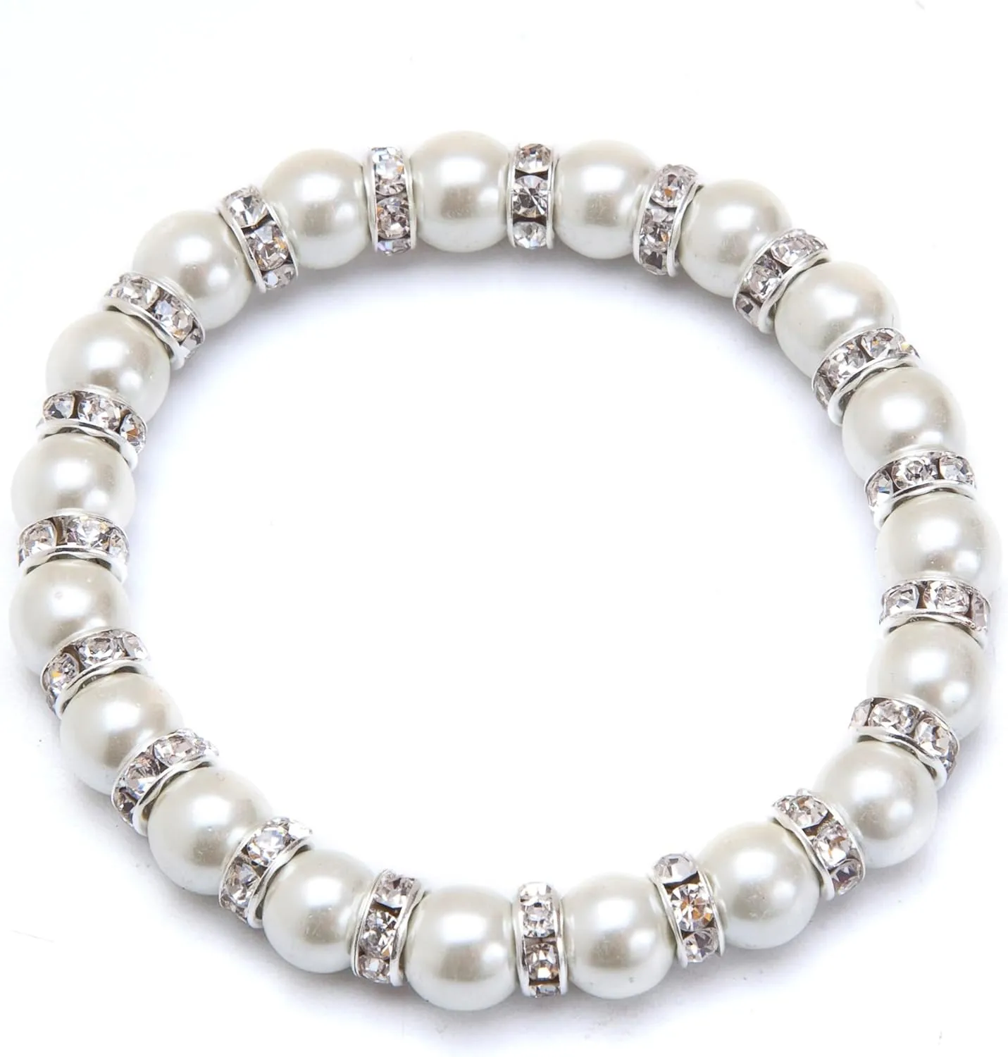 White and Crystal Magnetic Stretch Bracelet  Stylish Jewelry | Comfortable Magnetic Stretch fit for Unisex