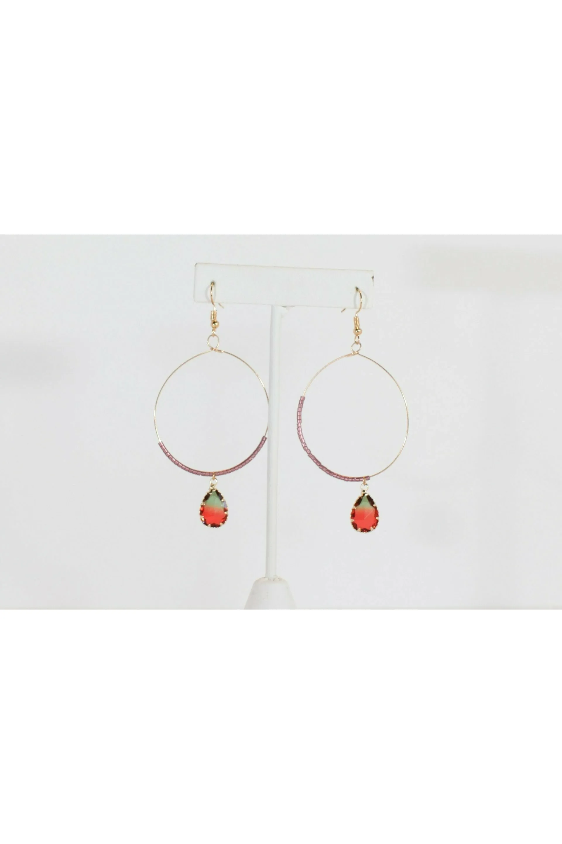 Wine Circle Drop Rhinestone Earring