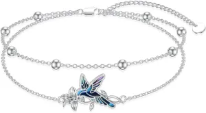 Womens Anklet Sterling Silver Layered Chain Anklets Adjustable Foot Jewelry Gifts for Women 9 2 inch