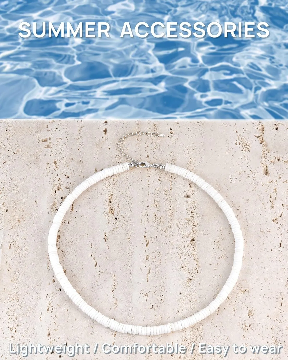 Wowshow Shell Necklace, Puka Shell Necklace for Men Women Smooth Seashell Choker Summer Beach Surfer Jewelry