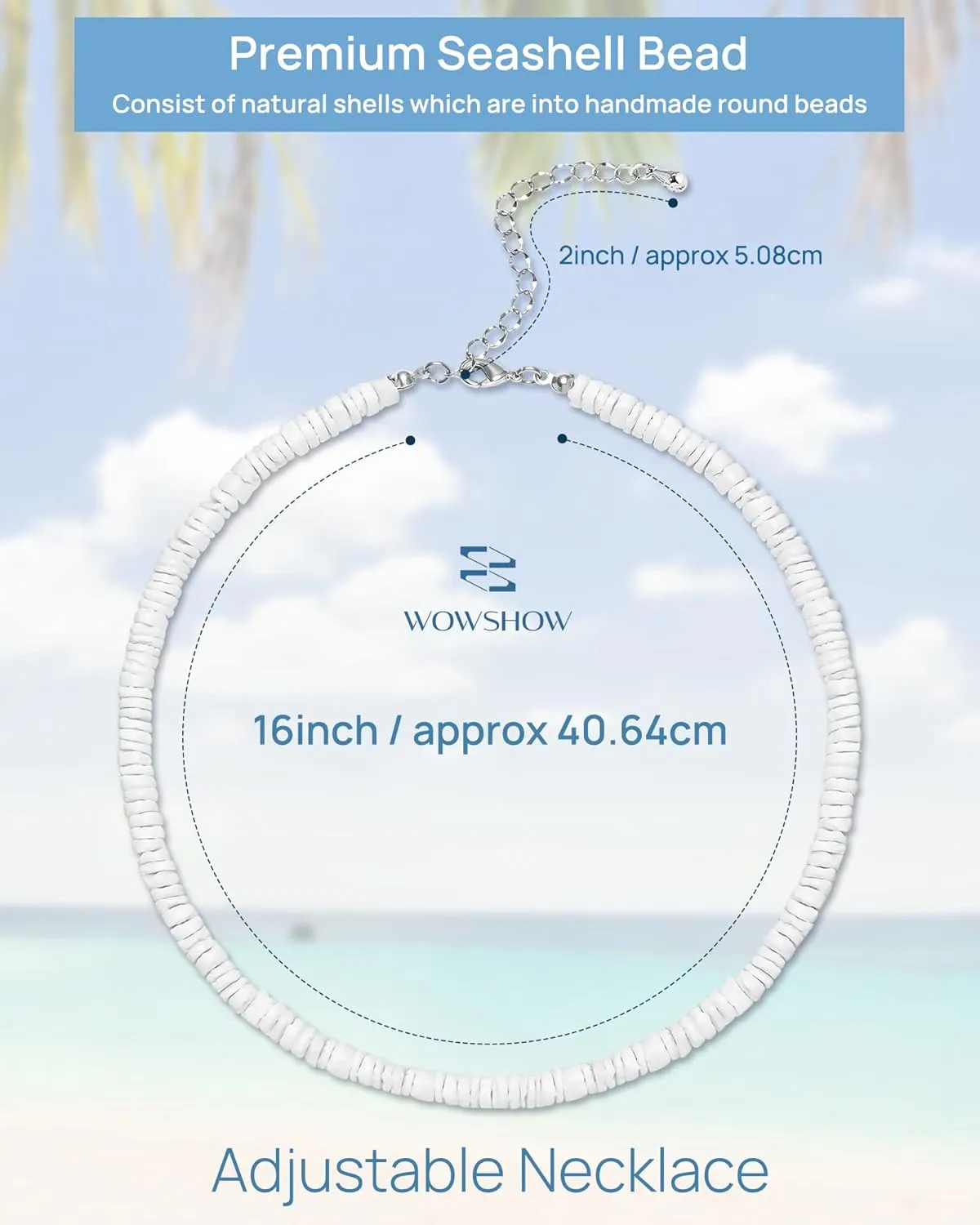 Wowshow Shell Necklace, Puka Shell Necklace for Men Women Smooth Seashell Choker Summer Beach Surfer Jewelry