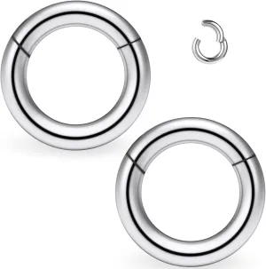 Yaalozei 2G 4G 6G 8G 10G 12G Hinged Large Septum Rings Clicker Surgical Steel Ear Gauges Tunnels Plugs Hoop Earrings Expander Taper Stretching kit Big Septum Nose Ring Piercing Jewelry for Men Women