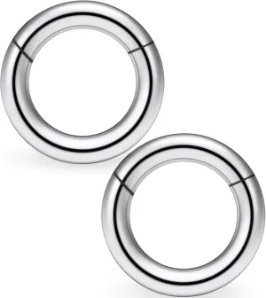 Yaalozei 2G 4G 6G 8G 10G 12G Hinged Large Septum Rings Clicker Surgical Steel Ear Gauges Tunnels Plugs Hoop Earrings Expander Taper Stretching kit Big Septum Nose Ring Piercing Jewelry for Men Women