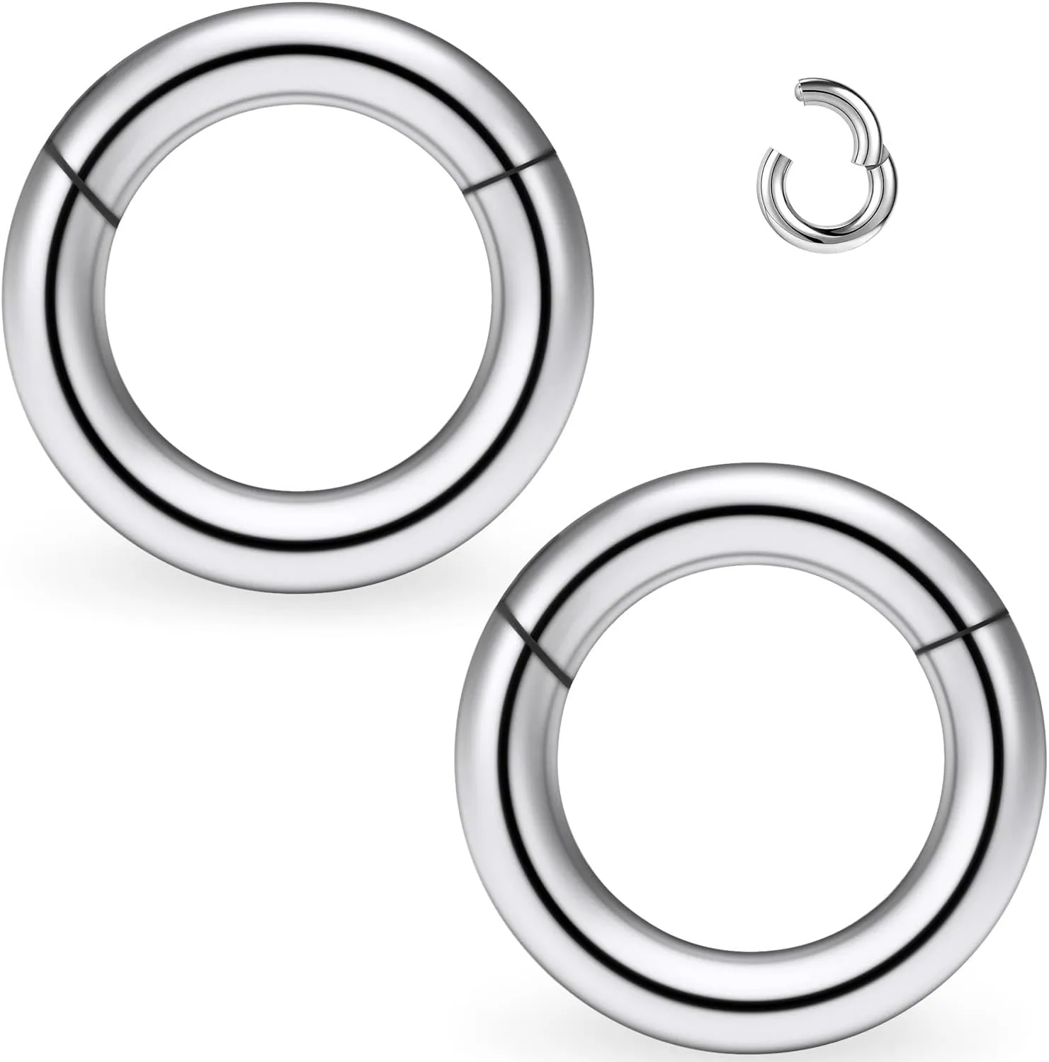 Yaalozei 2G 4G 6G 8G 10G 12G Hinged Large Septum Rings Clicker Surgical Steel Ear Gauges Tunnels Plugs Hoop Earrings Expander Taper Stretching kit Big Septum Nose Ring Piercing Jewelry for Men Women