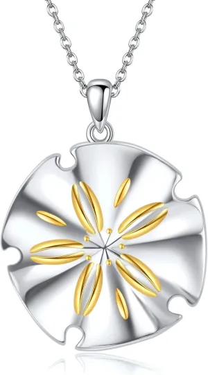 YAFEINI Sand Dollar Necklace 925 Sterling Silver Sand Dollar Pendant Charm Jewelry Gifts for Women