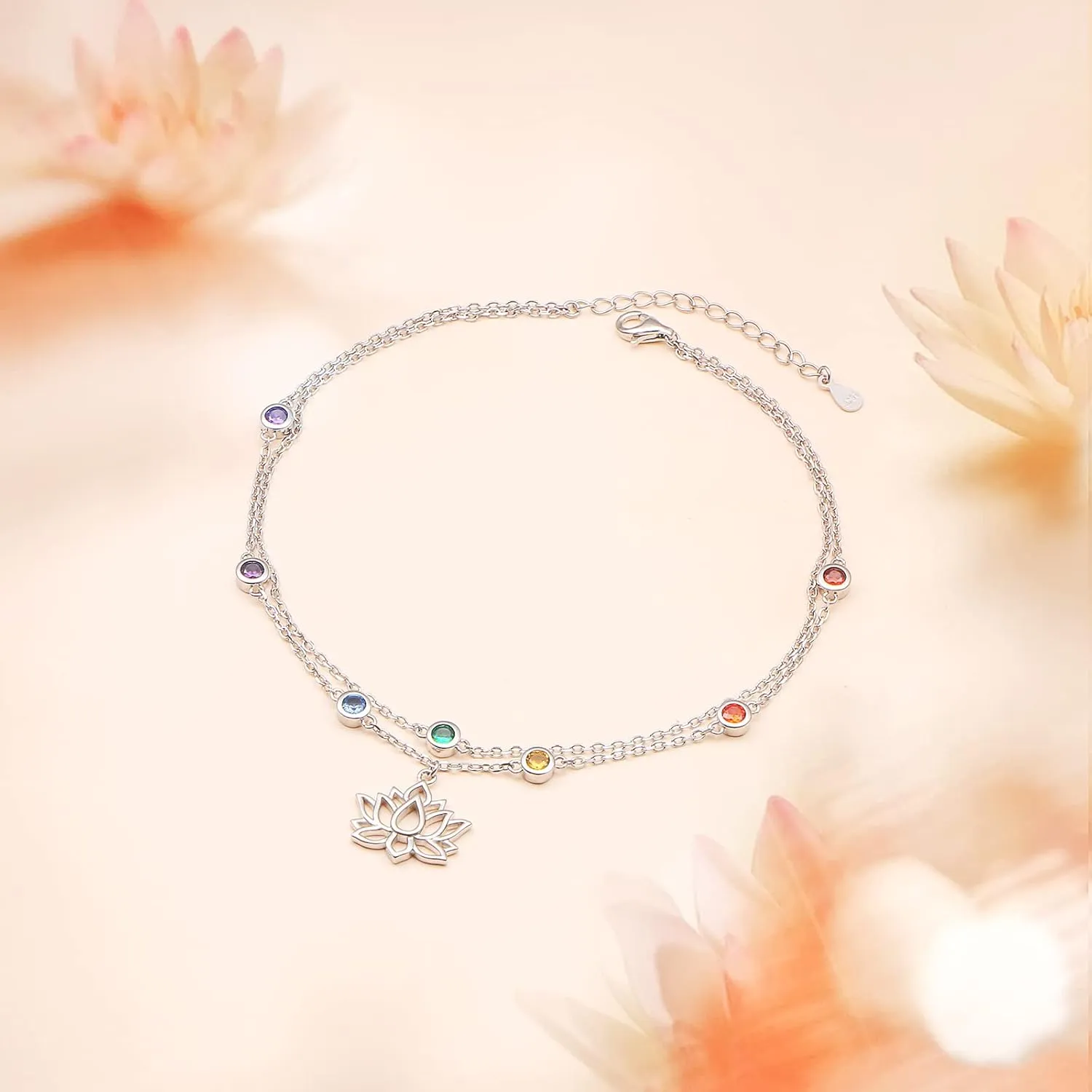 Yearace Ankle Bracelets for Women Sterling Silver Layered Mustard Seed/Butterfly/Lotus Flower/Evil Eyes/Sea Turtle/Lotus Chakra Anklet Adjustable Beach Foot Chain Jewelry Gift for Summer Day