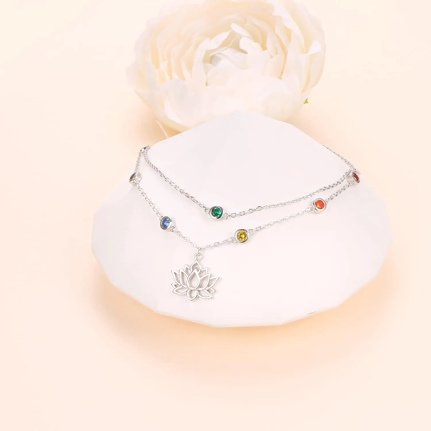 Yearace Ankle Bracelets for Women Sterling Silver Layered Mustard Seed/Butterfly/Lotus Flower/Evil Eyes/Sea Turtle/Lotus Chakra Anklet Adjustable Beach Foot Chain Jewelry Gift for Summer Day